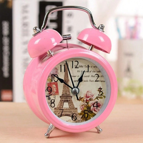 Reloj Despertador Analogica Alarma Con Dibujo Rosa