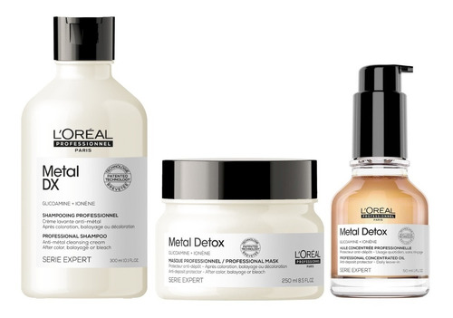 Pack Metal Detox Shampoo 300ml, Máscara 250ml Y Oil Loreal