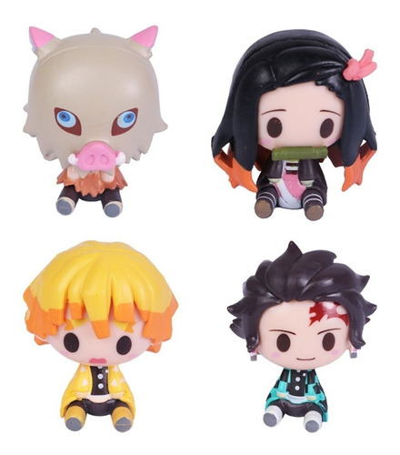 Set 4 Figuras Demon Slayer Kimetsu No Yaiba Anime Coleccion