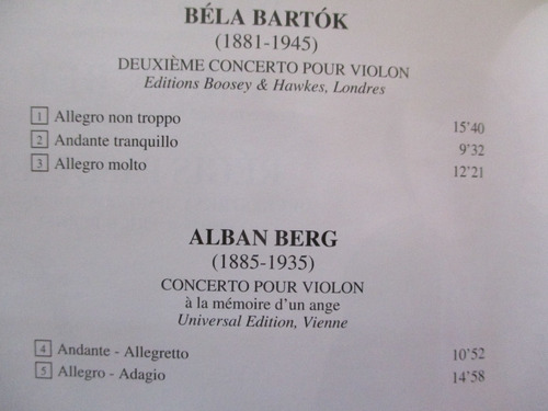 Béla Bartók - 2º Concerto Pour Violon. Alban Berg - Pasquier