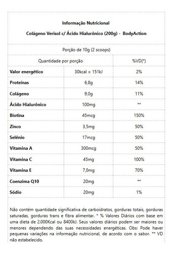 Colágeno Verisol C/ Ácido Hialurônico Sabor: Natural Natural