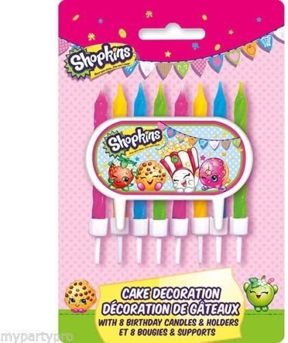 Vela Para Tarta Shopkins Kit Decoración 9/pkg Fiesta De Cump