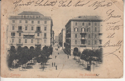 1902 Postal Vista Via Paleocapa Savona Italia A Montevideo