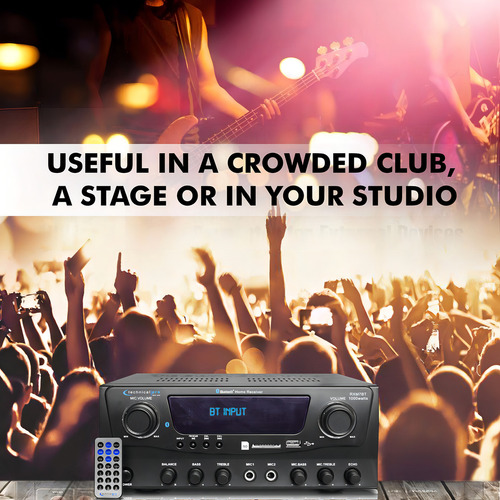 Receptor Amplificador Audio Video Estereo 2 Canales 8 Ohms 1000 Watts Bluetooth USB/SD/FM Technical Pro RXM7BT