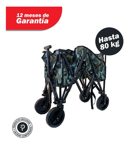 Imagen 2 de 10 de Carro Plegable Portatil Pektra 80kg De Acero Reforzado Playa