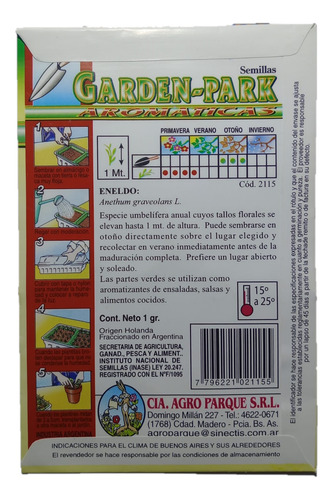 2 Sobres Semillas Aromaticas - Eneldo Imp. Holanda