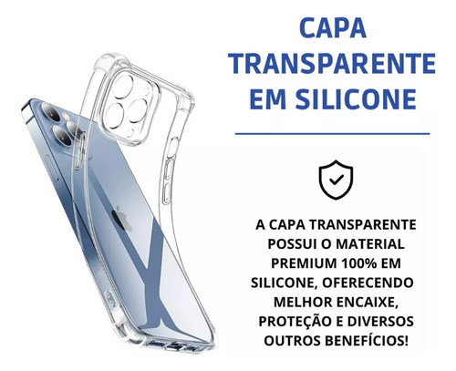 Capa Capinha Anti Shock Para Iphone 7 8 X Xr 11 12 13 14 Max Transparente Iphone 13 Pro Max (6.7)