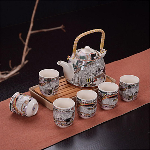Tetera De Cerámica Con Juego De 6 Tazas, Juego De Té De