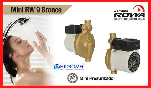 Imagen 3 de 7 de Bomba Presurizadora Rowa Mini Rw 9 Bronce Hasta 2 Baños 220v