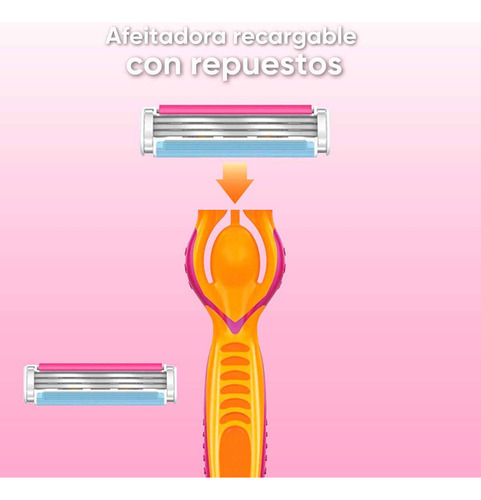 Rastrillo de Afeitar Recargable Gillette Venus Simply3 + 2 Repuestos de Afeitar