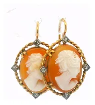 Comprar Aros Antiguos Camafeos Oro 18k Brillantes 1890