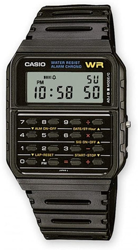 Reloj Casio Hombre Ca-53w-1z Malla Negro Bisel Negro Fondo Gris