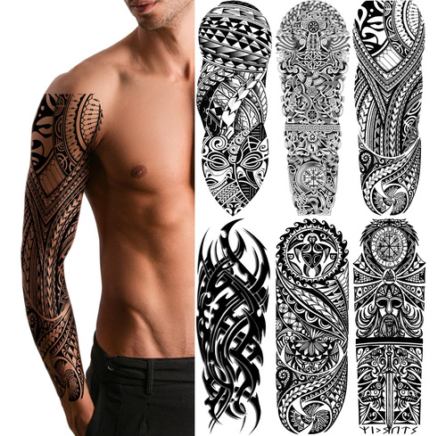 Totem Tribal - Mangas Temporales Para Tatuajes, Brazo Comple