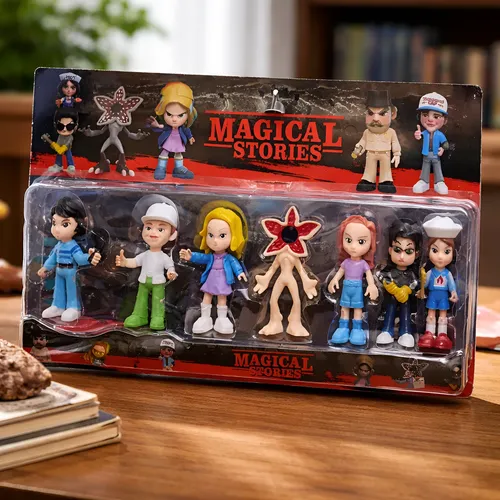 Kit 8 Bonecos Stranger Things Série Brinquedo Colecionável P