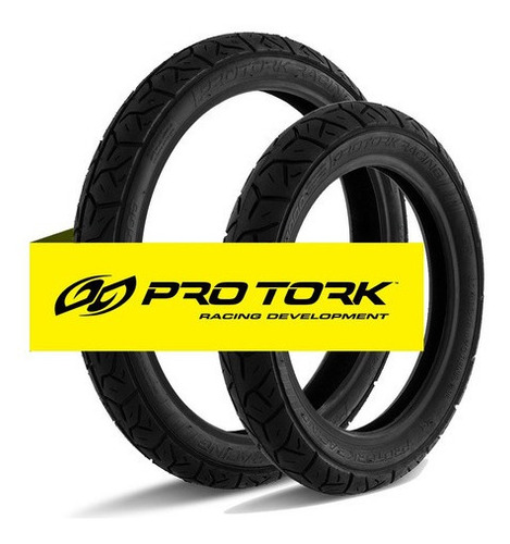 Par De Pneus Pro Tork Motos Biz 100/110/125 Pop 100/110 Modelo 80/100-14 e 2.50-17
