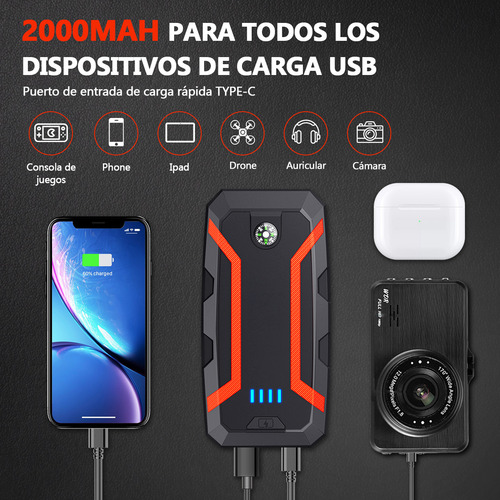 Himicar Starter TK-2000A 15.2 A 12V/24V arrancador de bateria portatil rojo