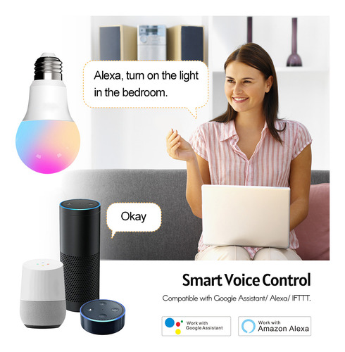 Bombilla Led Wifi, Control De Voz/aplicaciones, E27,/