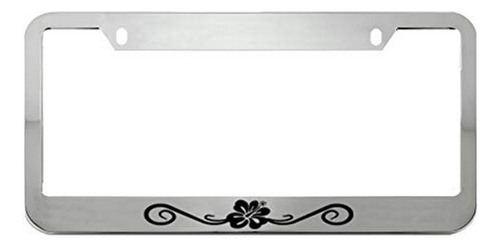 Portaplacas De Metal Zinc Hibiscus Floral Wave