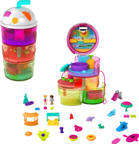 Polly Pocket Set De Juego Mundo De Sorpresas Smoothie Batido