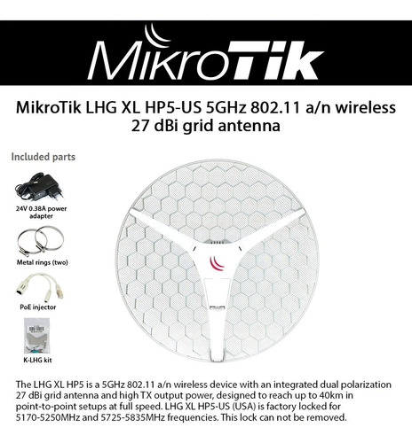 Antena Mikrotik Alta Potencia Lhg Xl Hp5 5ghz 40km