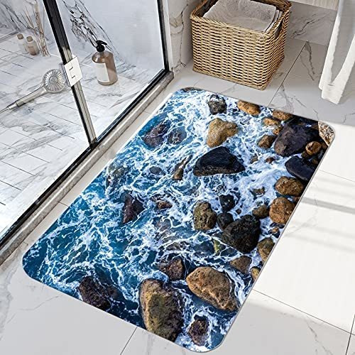 Alfombra Baño Puerta Espuma Viscoelastica Estampado Piedra X