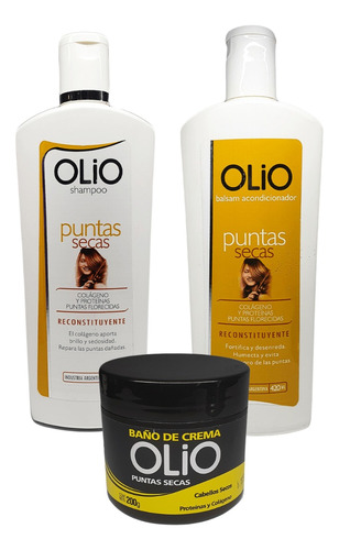 Shampoo + Acondicionador + Baño Puntas Secas Colágeno Olio