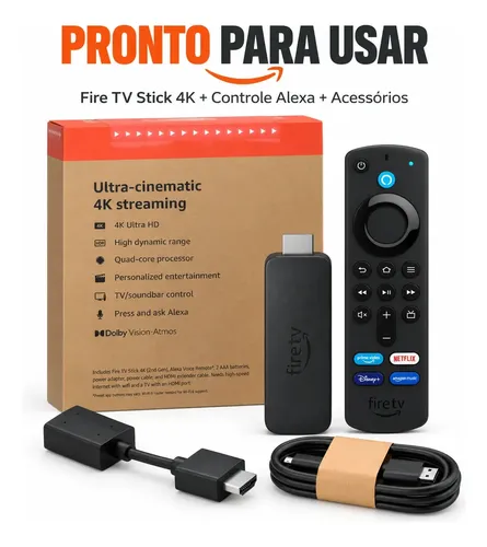Amazon Fire TV Stick 4K Wi-Fi 6 Alexa 8GB Controle por Voz