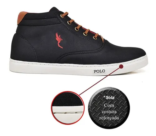 Sapatenis Tenis Casual Masculino Cano Alto Da Polo Botinha