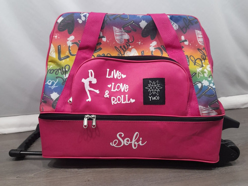 Imagen 5 de 8 de Combo Bolso Patin Cajon Carrito Estampado Yuco + Cubrebota