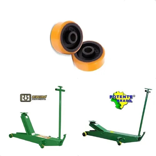 2 Roda Para Macaco Jacaré Ferro C/ Poliuretano 4 Pol. Maior