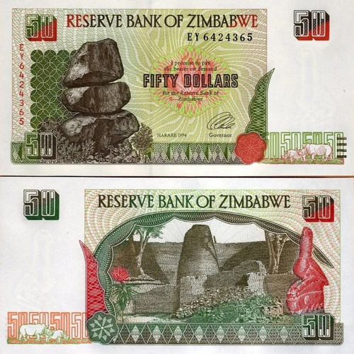Cédula Fe Zimbábue 50 Dólares