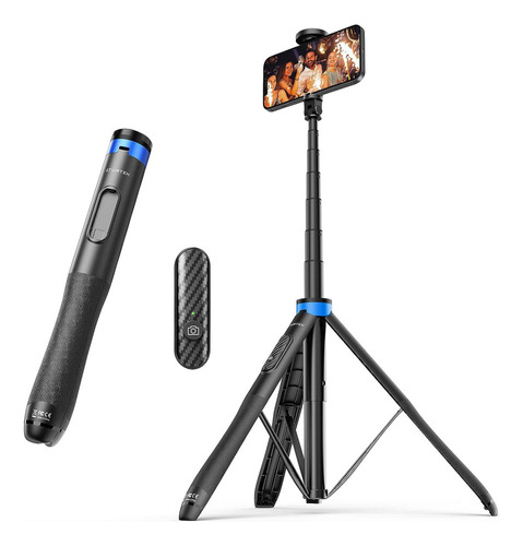 Trípode Para Celular Atumtek 2 En 1, Bluetooth, 130 Cm Azul