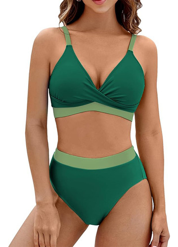 Traje De Baño Tipo Bikini Deportivo De Cintura Alta, Color E