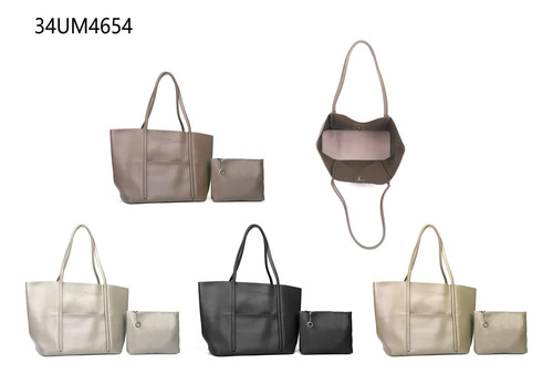 Set Cartera La Chapelle Pu Visón Lisa Níquel Visón