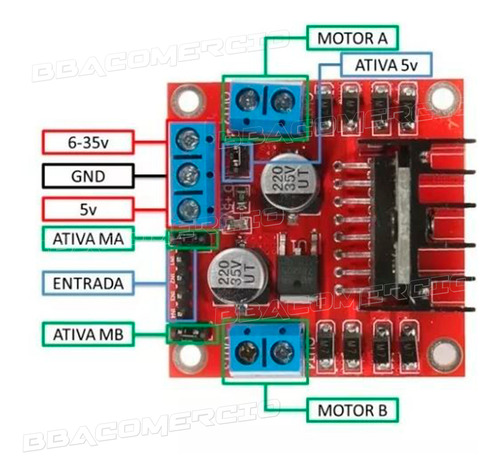 Driver Motor Ponte H Dupla L298n Automação Para Arduino