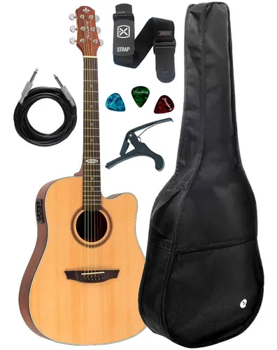 comprar Kit Violão Strinberg Folk Sd200c Ns Elétrico + Acessórios