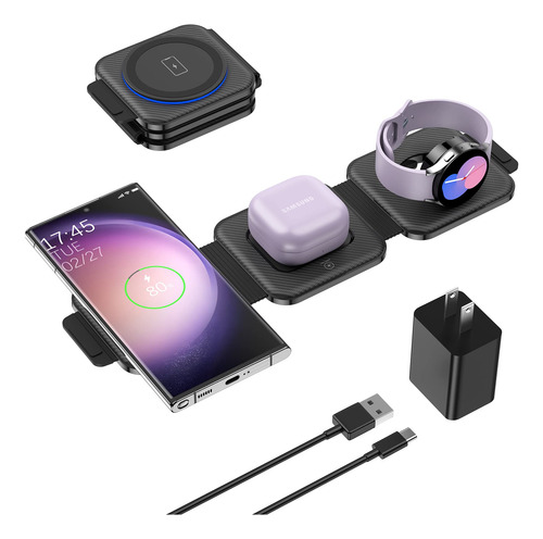Cargador De Viaje Samsung Modelo 3 En 1 Para Galaxy S25 S24 Color
