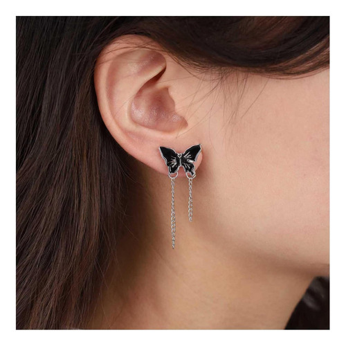 Yheakne Pendientes De Cadena De Mariposa Negra De Acrílico