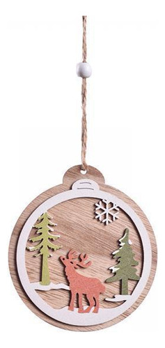 5 Xmas Tree Wooden Hanging Pendants Handmade For Holiday Elk