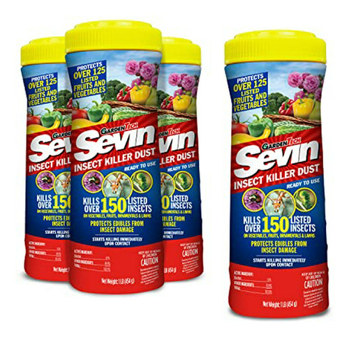 Paquete De 4 Unidades De Sevin Insect Killer Dust De 1 Libra