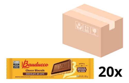 Kit 20 Biscoito Chocolate Ao Leite Bauducco 80g