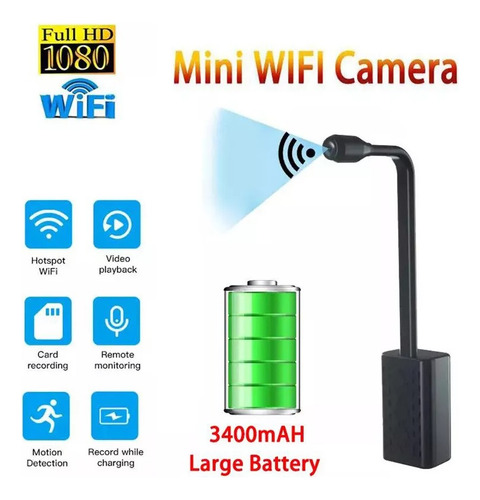 Mini Camara Espia Wifi Deteccion Movimiento Negro