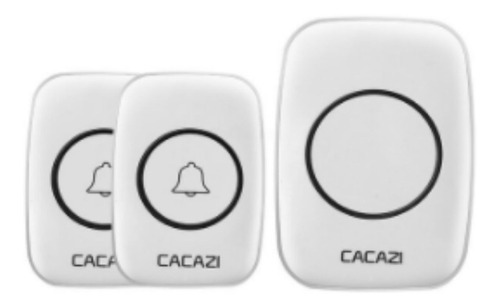 Imagem 1 de 5 de Campainha Sem Fio Cacazi 2 Transmissores Alcance 300m Branca