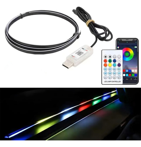 Hilo Led Tablero Luz Rgb Arcoiris Usb +bluetooth Control