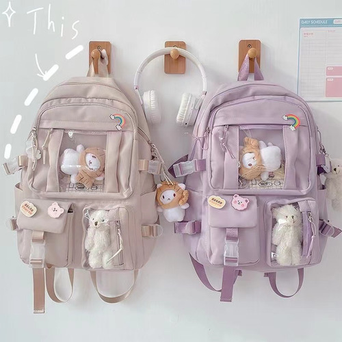 Mochila Femenina Chaveiro Coreano De Gran Capacidad, 4 Pieza