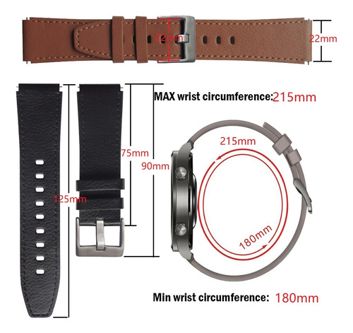 Correa De Cuero Para Reloj Inteligente, Pulsera De 22mm Para Huawei Watch Gt 2 Gt3 Pro 46mm, Gt 3 Pro 46mm/gt Runner