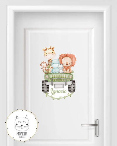 Vinilo Infantil Personalizado Para Puerta Safari