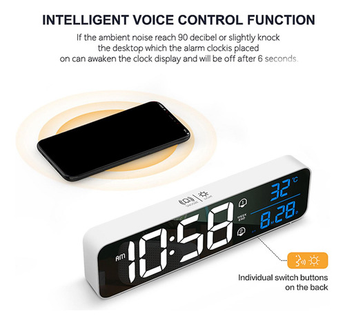 Reloj Despertador Digital Pantalla Led Con Temperatura 40
