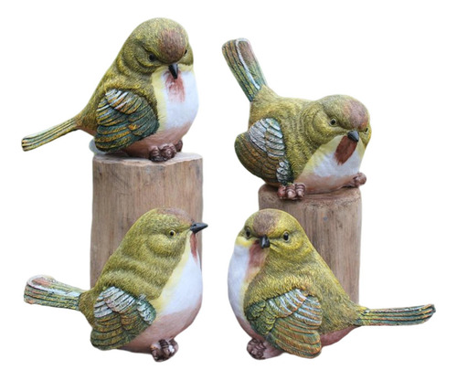 4 Estatuas De Pájaros De Simulación Para Decoración De