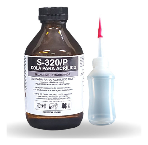 Cola Acrilico S320 Ultra Policarbonato E Aplicador Bico Fino